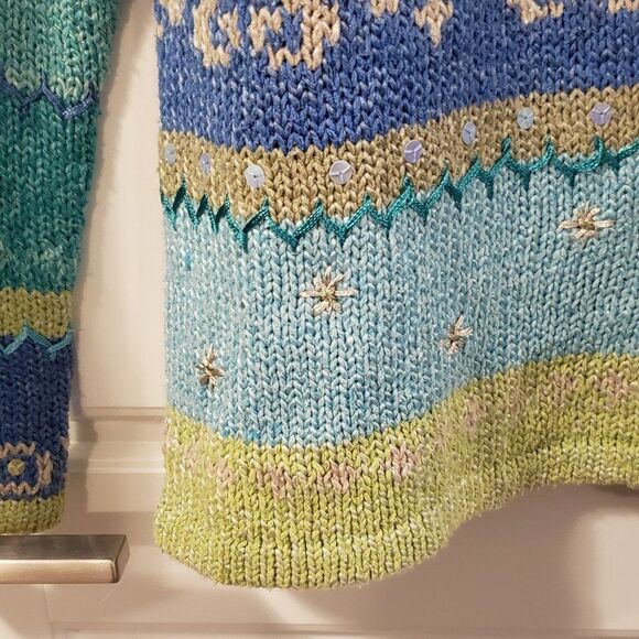 David Brooks Womens Multicolour Patchwork Snowflake Button Sweater - NEW -Size L - Picture 5 of 9